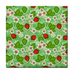 Strawberries Pattern Seamless Tile Coaster by Posterlux