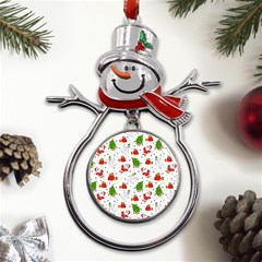 Christmas Pattern, Pattern, Christmas Metal Snowman Ornament by kyorashop23