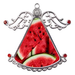 Watermelon, Fruit, Green, Red Metal Angel With Crystal Ornament by kyorashop23