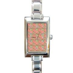 Retro 1880s Flowers Pattern 12 Rectangle Italian Charm Watch by violetheavensky