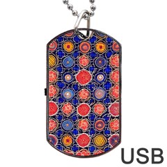 Retro Geometric Shapes And Flowers 3 Dog Tag Usb Flash (one Side) by violetheavensky
