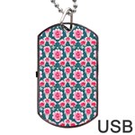 Retro 1880s Flowers Pattern 22 Dog Tag USB Flash (One Side) Front