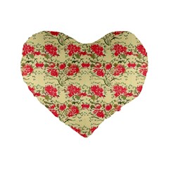 Retro 1880s Flowers Pattern 18 Standard 16  Premium Heart Shape Cushions by violetheavensky