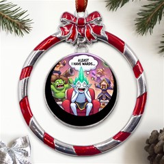 Huiok Metal Red Ribbon Round Ornament by SkinsForTeens