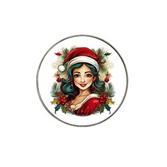 Young Woman With Santa Claus Clothes Isolated Illustration Wb Hat Clip Ball Marker (4 Pack) by dflcprintsclothing