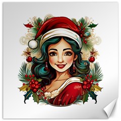 Young Woman With Santa Claus Clothes Isolated Illustration Wb Canvas 12  X 12  by dflcprintsclothing