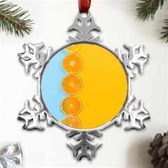 Orange, Slices, Fruit, Citrus Metal Small Snowflake Ornament by kyorashop23