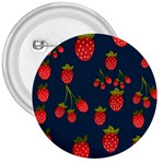 Strawberry Texture, Blue Background With Strawberries 3  Buttons Front