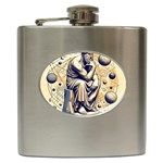 Thinker Sculpture Design Geometric Hip Flask (6 oz) Front