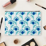 Blue Daisy Minimalist Leaves   Cosmetic Bag (Large) Back