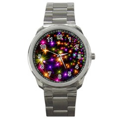Star Colorful Christmas Abstract Sport Metal Watch by Dutashop