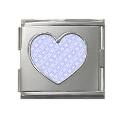 Light Purple And White Floral Pattern Mega Link Heart Italian Charm (18mm) by SpinnyChairDesigns