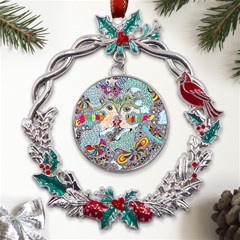 Supersonicangeldream Metal X mas Wreath Holly Leaf Ornament by chellerayartisans