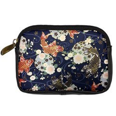 Japanese Wave Koi Illustration Pattern Digital Camera Leather Case by Ndabl3x