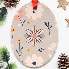  Minimalist Pattern With Simple Lines,flower And Shapes, Creating A Clean And Modern Oval Ornament (two Sides) by myclothy
