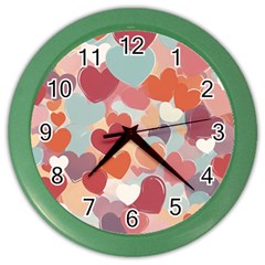 Valentines Day Hearts Romance Love Color Wall Clock by Posterlux