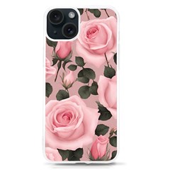 Pink Roses Iphone 15 Tpu Uv Print Case by pollyparadiseartshop