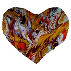 Phoenix Large 19  Premium Heart Shape Cushions by kaleidomarblingart
