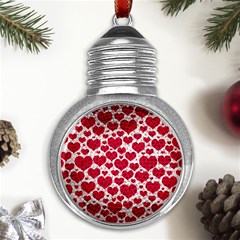 Hearts Valentine Pattern Seamless Metal Light Bulb Shape Ornament by Bedest