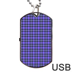 Blue Tartan Plaid 1 Dog Tag Usb Flash (two Sides) by dressshop