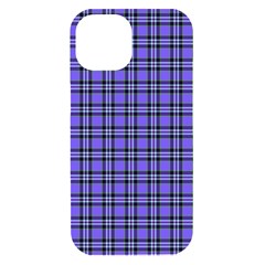 Blue Tartan Plaid 1 Iphone 15 Black Uv Print Pc Hardshell Case by dressshop