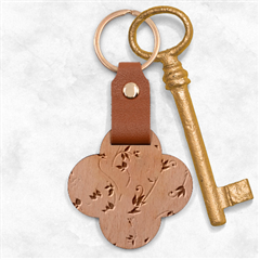 Abstract Floral Background Engraved Wood Key Chain by kyorashop23