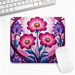 Fantasy Pink Flowers Stained Glass Large Mousepad Front