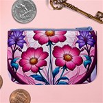 Fantasy Pink Flowers Stained Glass Large Coin Purse Back