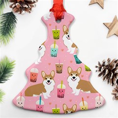 Corgi Bubble Boba Tea Pink Pattern Christmas Tree Ornament (two Sides) by Salmanaz77