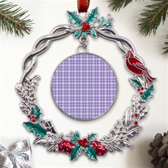 Purple Plaid Tartan 2 Metal X mas Wreath Holly Leaf Ornament by dressshop