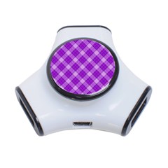 Purple Plaid Tartan 3 Diagonal (2) 3-port Usb Hub by dressshop