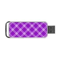 Purple Plaid Tartan 3 Diagonal (2) Portable Usb Flash (one Side) by dressshop