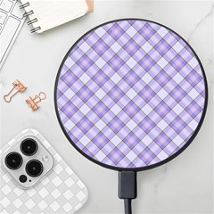 Purple Plaid Tartan 2 Diagonal Wireless Fast Charger(black) by dressshop