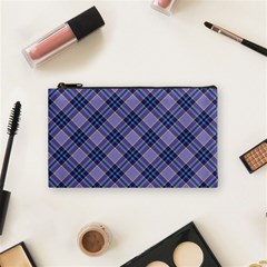Purple Plaid Tartan 1 Diagonal Cosmetic Bag (small) by dressshop