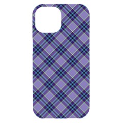 Purple Plaid Tartan 1 Diagonal Iphone 15 Black Uv Print Pc Hardshell Case by dressshop