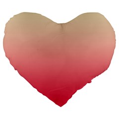 Cream Yellow To Crimson Red Linear Gradient Large 19  Premium Flano Heart Shape Cushions by GradientsOmbre