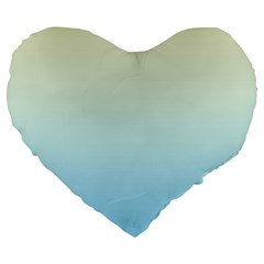 Cream Yellow To Baby Blue Linear Gradient Large 19  Premium Heart Shape Cushions by GradientsOmbre