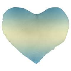 Baby Blue To Cream Yellow Bilinear Gradient Large 19  Premium Heart Shape Cushions by GradientsOmbre