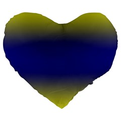 Electric Yellow To Navy Blue Bilinear Gradient Large 19  Premium Heart Shape Cushions by GradientsOmbre