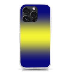 Navy Blue To Electric Yellow Bilinear Gradient Iphone 15 Pro Tpu Uv Print Case by GradientsOmbre