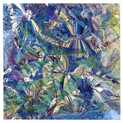 Blue Blend Wooden Puzzle Square by kaleidomarblingart