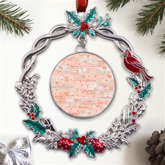 Boho Pattern Metal X mas Wreath Holly Leaf Ornament by designsbymallika