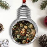 Charming Seamless Pattern Vintage Easter Floral Motif Metal Light Bulb Shape Ornament Front