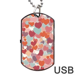 Valentines Day Hearts Romance Love Dog Tag Usb Flash (two Sides) by Posterlux