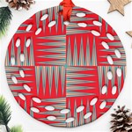 Zigzag Pattern Chevron Red Ornament (Round Filigree) Front