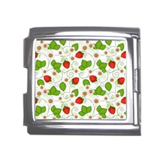 Strawberry Fruit Pattern Leaves Mega Link Italian Charm (18mm) by Sabxi