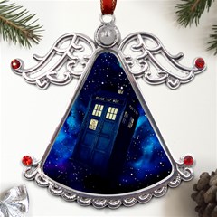 Tardis Doctor Who Space Galaxy Metal Angel With Crystal Ornament by Cemarart