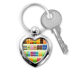 Supermarket Shelf Products Snacks Key Chain (heart) by Cemarart