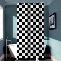 Pattern Checkered Squares Black White Pattern Shower Curtain 36  X 72  (stall)  by Sabxi