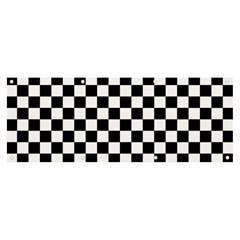 Pattern Checkered Squares Black White Pattern Banner And Sign 8  X 3  by Sabxi
